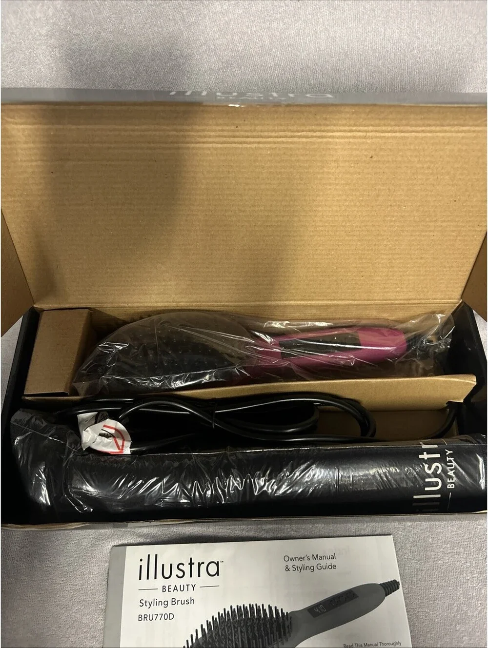 Illustra Beauty Purple Styling Brush, Clips &Bag~Digital Diplay~Max 410° New